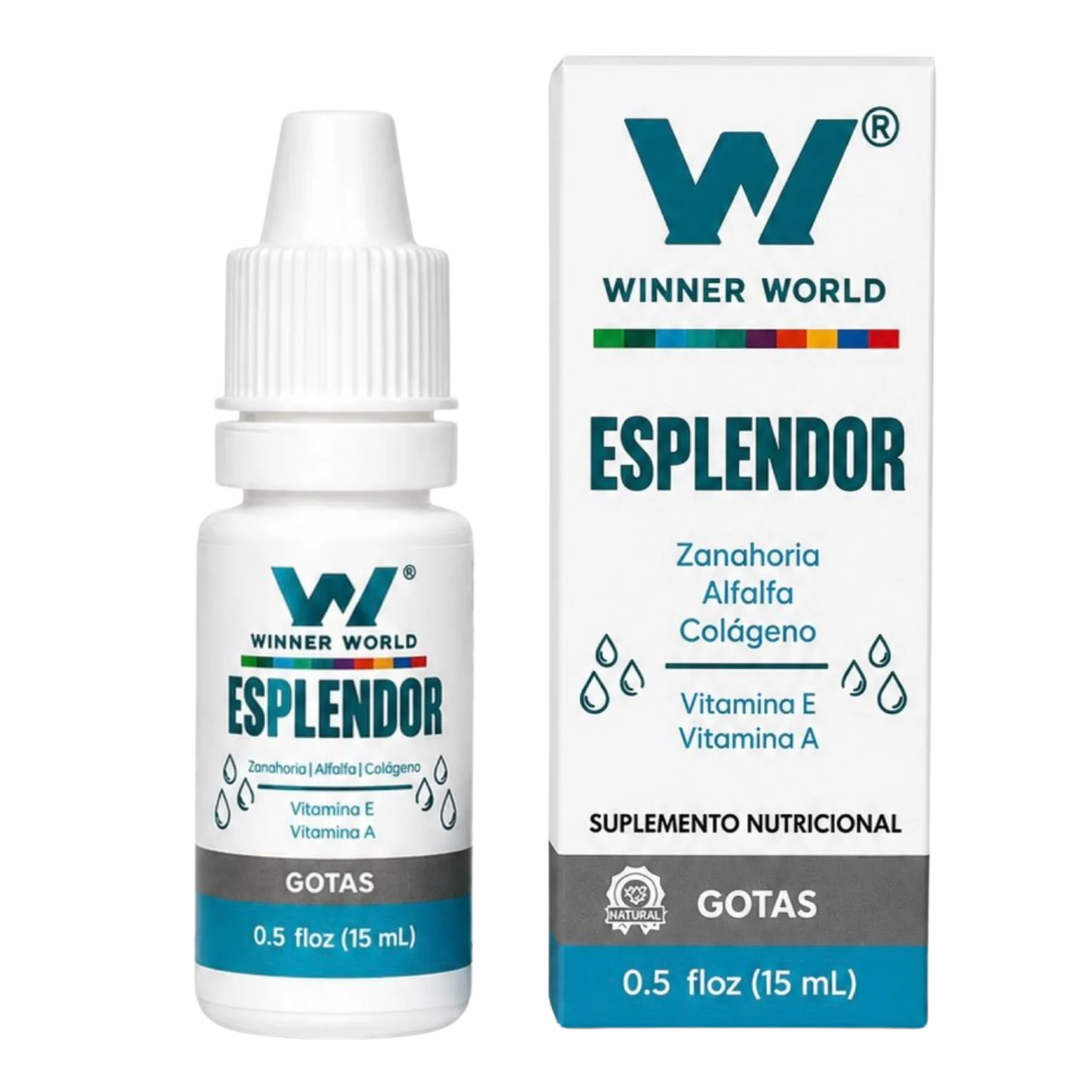 Gotas Esplendor Winner World - frasco y caja